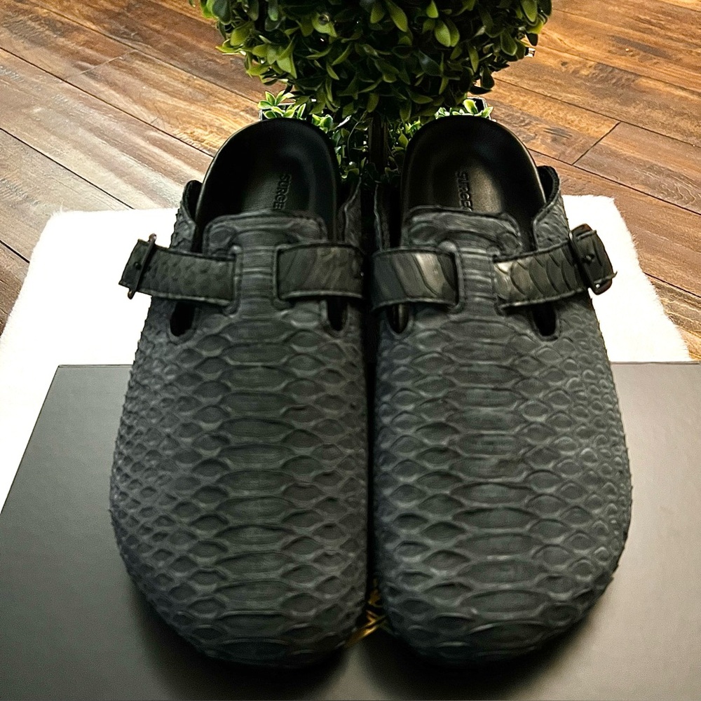 The Shoe Surgeon Luxe Mule Matte Black Python Size M 10 W 11.5 New In Box - Picture 3 of 14